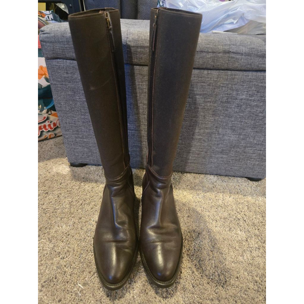 Women's Aquatalia Brown Leather Heeled Boots Size 8
